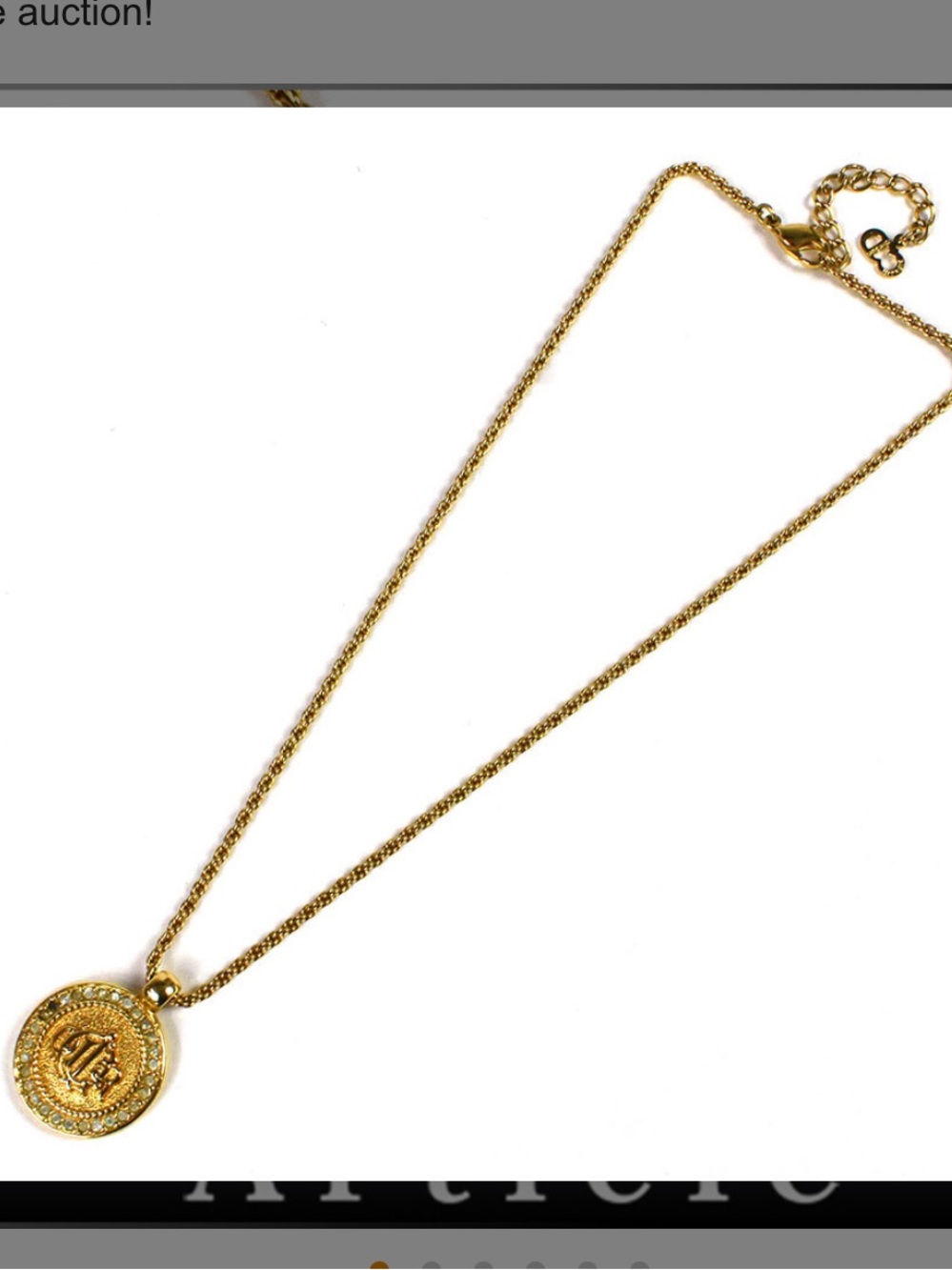 Dior Gold-Tone Emblem Coin Pendant Necklace - Picture 5 of 7